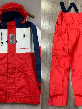 Henri Lloyd Mens Sailing Jacket & Bib Pants Medium Red Nylon Taped Seams Marine